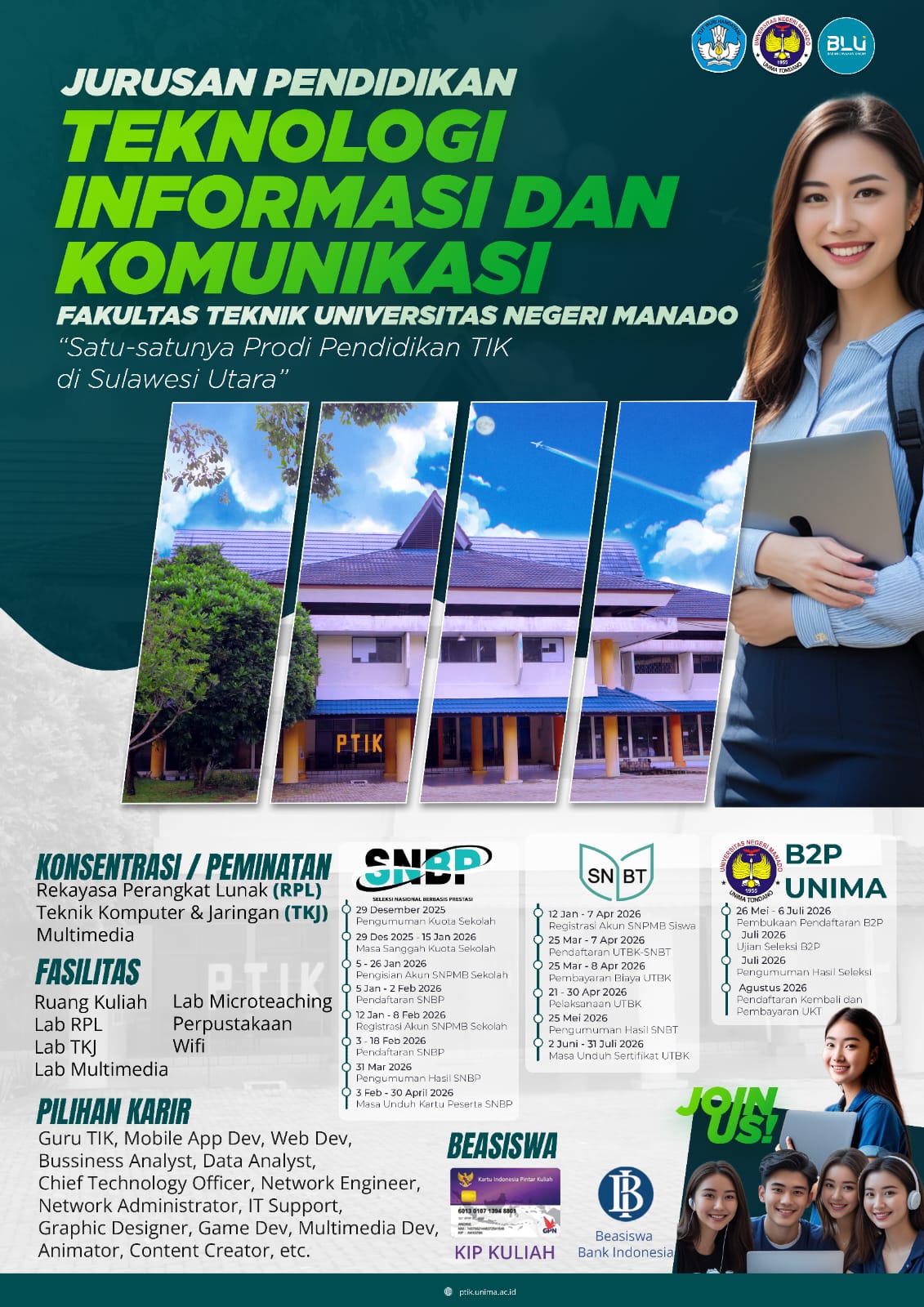 Penerimaan Mahasiswa Baru Program Studi Pendidikan Teknologi Informasi dan Komunikasi Fakultas Teknik Universitas Negeri Manado